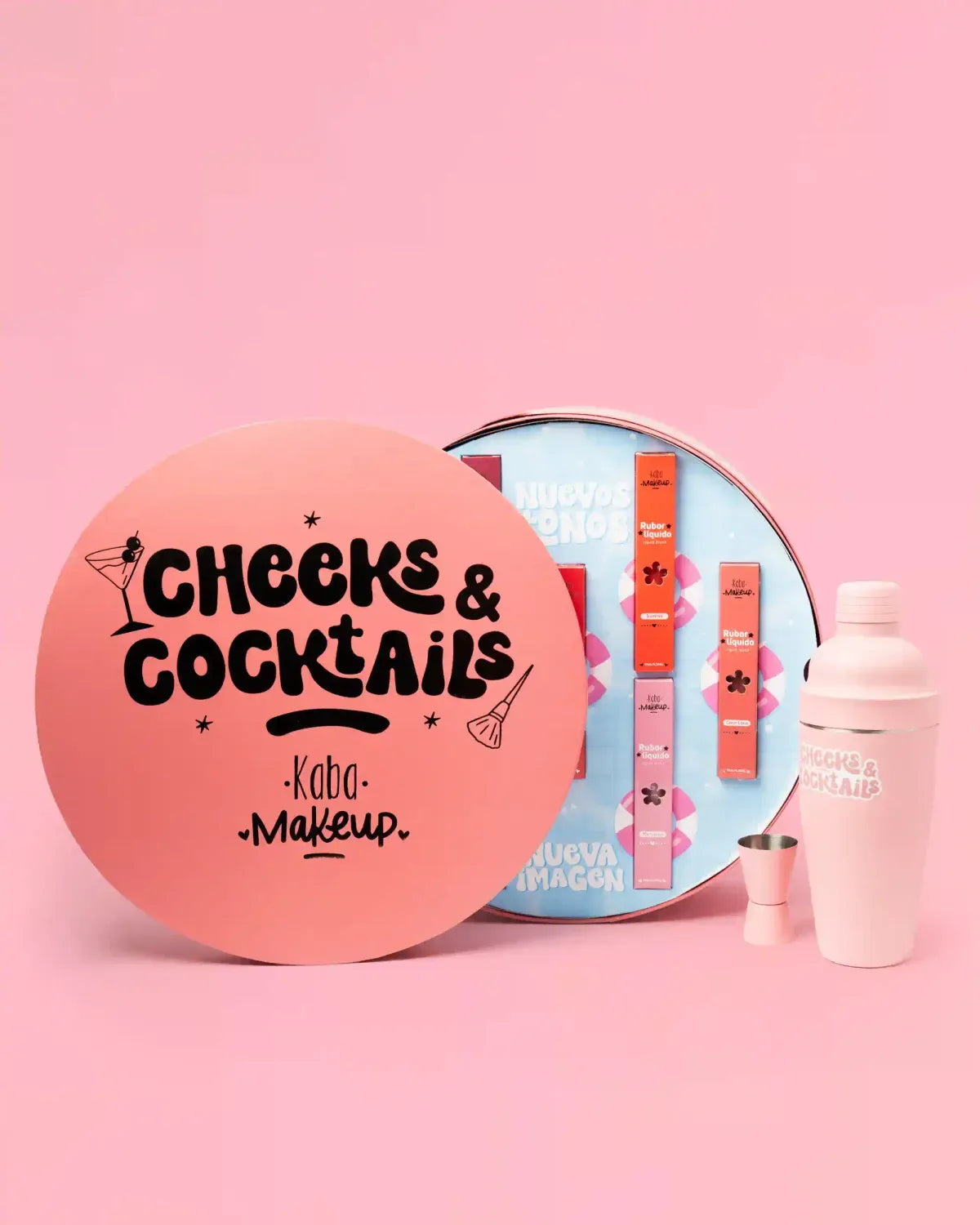Caja PR de Rubores Liquidos Kaba Makeup Cheeks and Cocktails | Coleccion Completa con Coctelera y Medidor