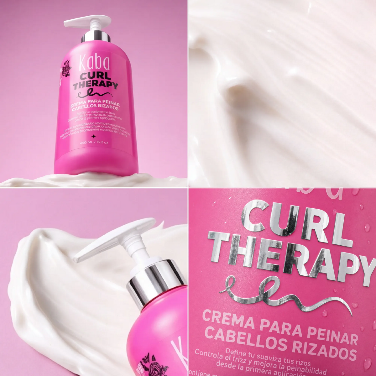 Crema para peinar Rizos Kaba Curl Therapy 450 mL | Sin Siliconas con Mantequillas de Mango, Aguacate y Péptidos - Memoria de Rizo y Cero Efecto Cartón