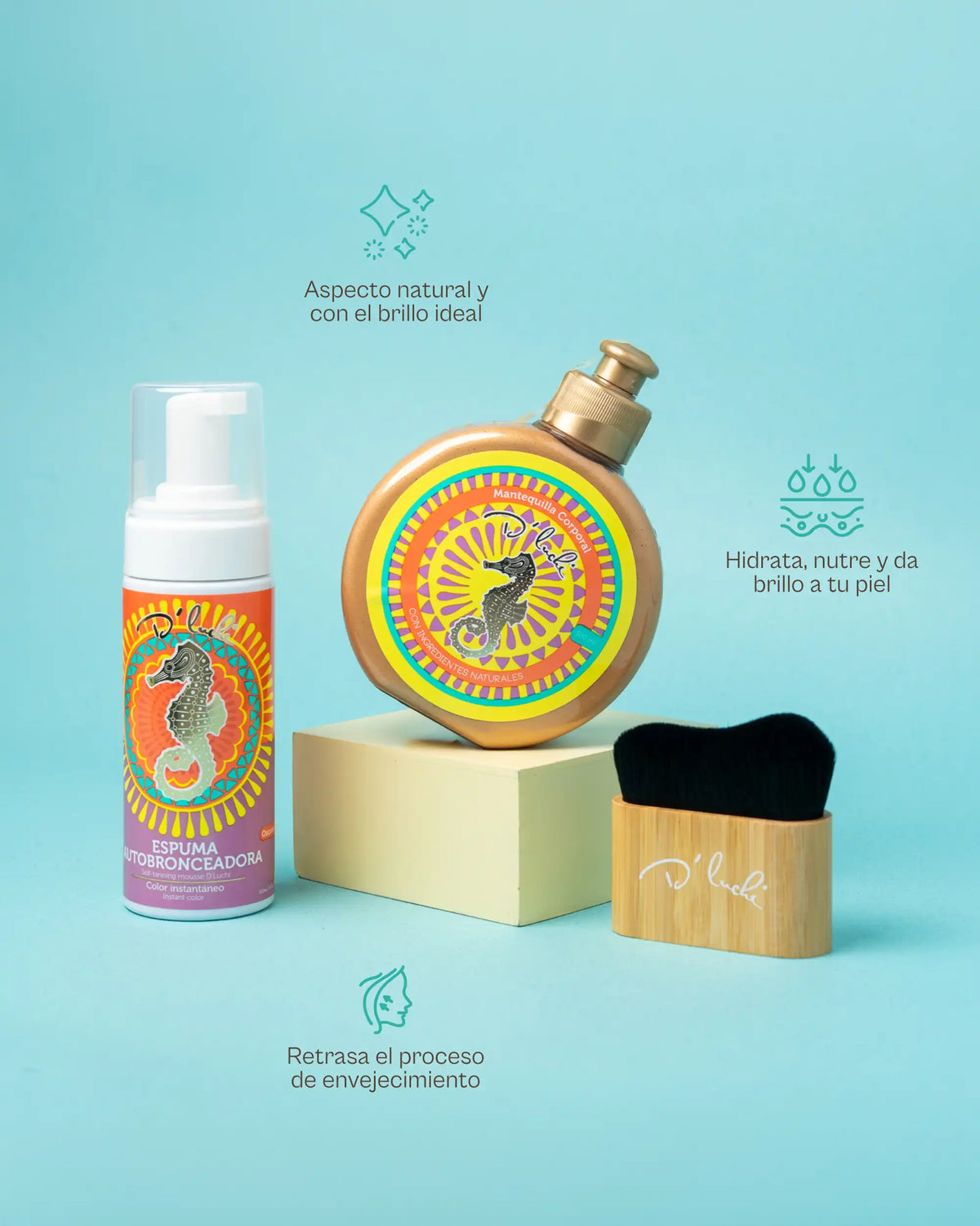 Kit Piel Canela D'Luchi: Bronceado Perfecto Sin Sol, Tono Uniforme y Glow Natural