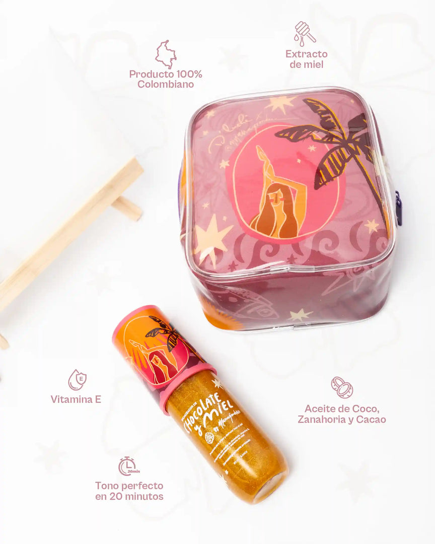 Kit "Verano en la Piel" | Viviana Grondona x D'Luchi: Bronceador y Cosmetiquera - Edición Limitada