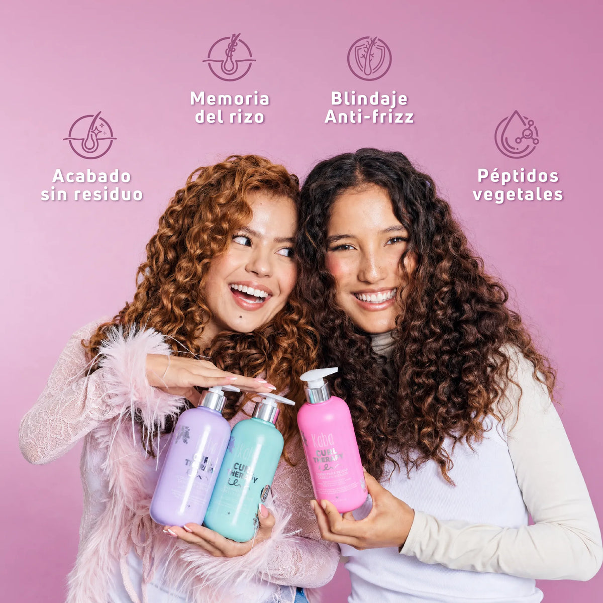 Kit 3 Pasos y Rizo Kaba Curl Therapy | Rutina Completa con Péptidos, Extracto de Chía y Lino