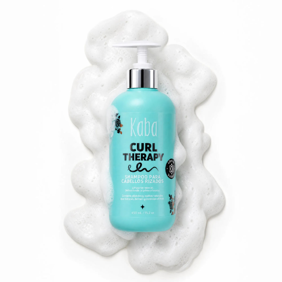 Shampoo Hidratante para Rizos Kaba Curl Therapy 450 mL | Sin Sulfatos con Péptidos Vegetales, Chía y Lino - Anti-Quiebre y Máxima Definición